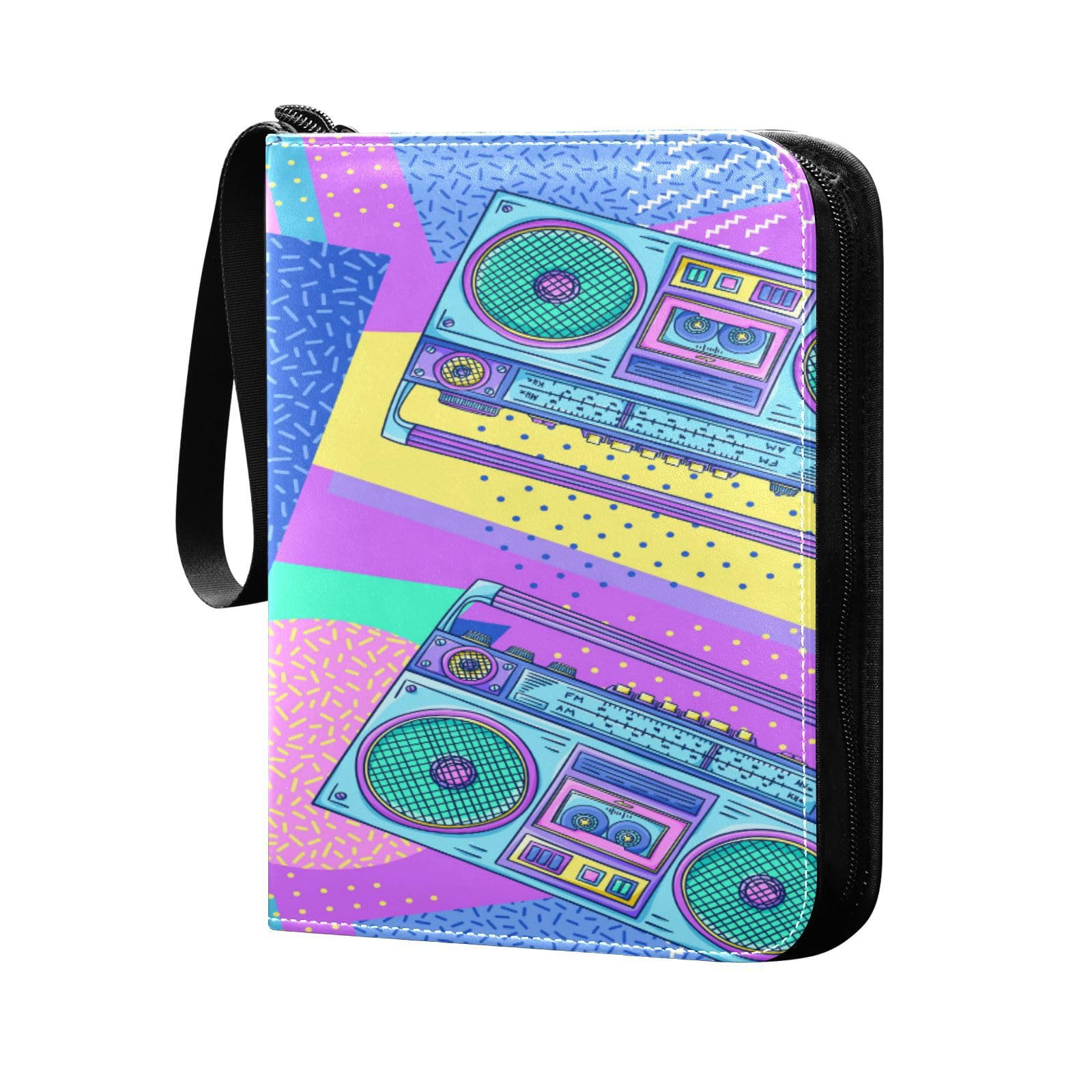 Photo 1 of OTVEE Card Binder 4 Pocket, Trading Card Binder Holder Fits 400 Cards with 50 Sleeves, Card Collection Binder Album Book Holder for Baseball Football Games Cards, Retro Recorder