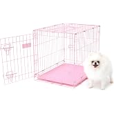 Carlson Pink Secure and Compact Single Door Metal Dog Crate, Small