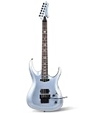 Leo Jaymz Tsunami Electric Guitar Mahogany Body & Roasted Maple Neck, HH Pickups with Rail, Double-Locking Tremolo, 24 Frets(Blue)