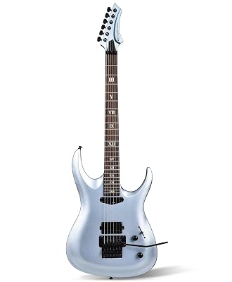 Leo Jaymz Tsunami Electric Guitar Mahogany Body & Roasted Maple Neck, HH Pickups with Rail, Double-Locking Tremolo, 24 Frets(Blue)