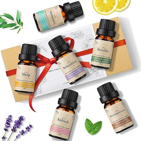 Janolia ätherisches Öle Set, Reines Natürliche Aromatherapie Duftöle Set für Diffuser Entspannung Schlaf verbessern,6x10ml