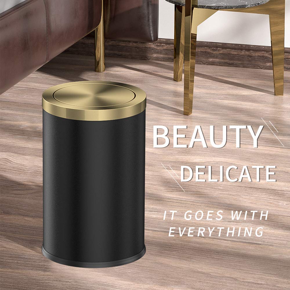 Stainless Steel Trash can, Bathroom Trash can with lid，Small Trash Can with Flipping Lid, 2.4gallon, Garbage cans for Kitchen，Living Room. Metallic Gold (ＢＬＡＣＫ): Industrial & Scientific