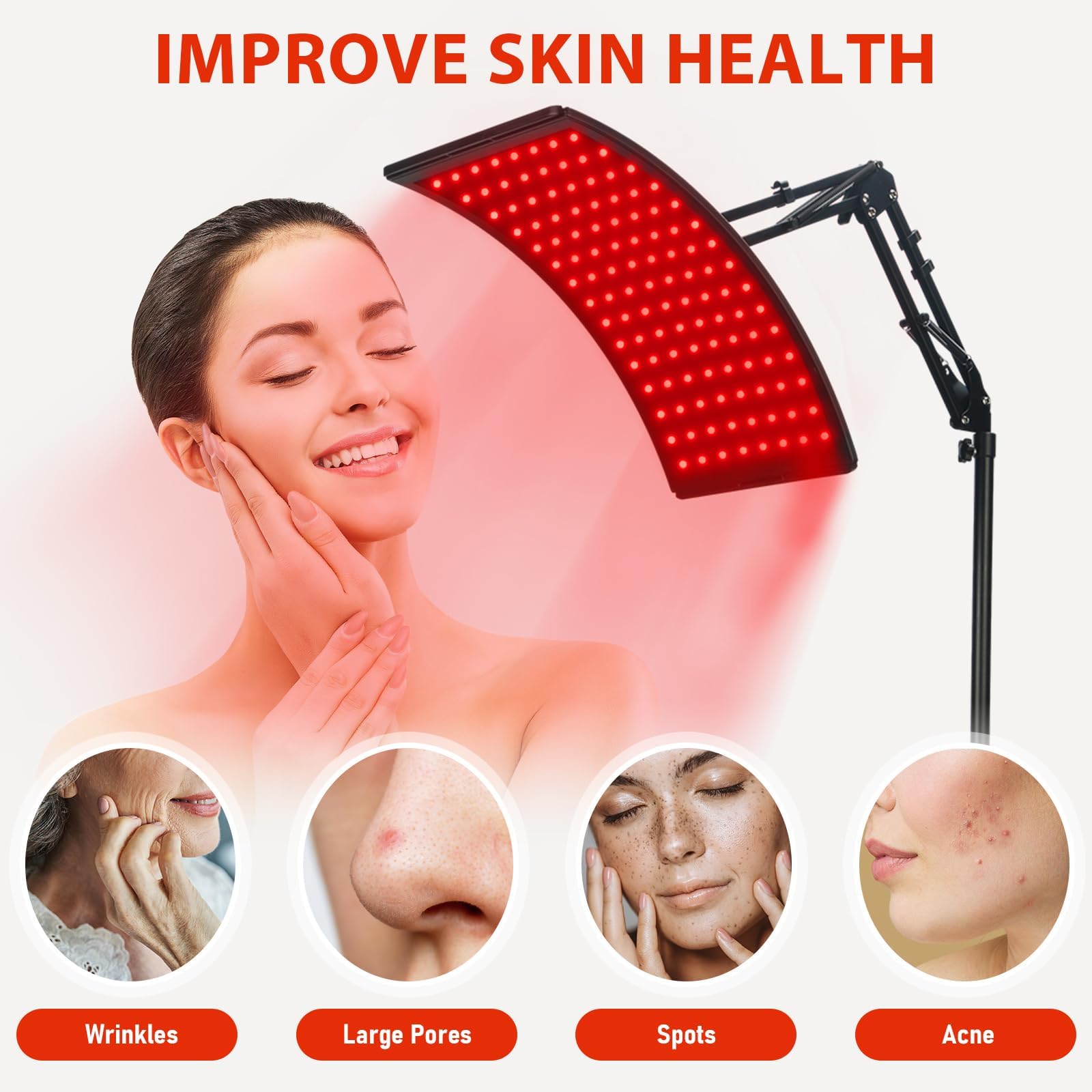 Red Light Therapy Lamp for Body, Infrared Light Therapy Lamps with Stand 660nm Red Light &850nm Near Infrared Light Therapy Lamp Device for Body at Home with Eyes Protection Goggles（Brown Black）