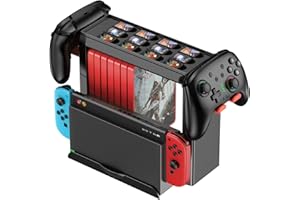 NINJAABXY Switch Games Organizer Station for Switch 2/Switch/Switch OLED, Switch Stand Holder with Storage and Organizer for Games, Switch Accessories Kit, Switch Mounts, Brackets & Stands for Games, Black