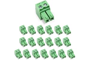 Cermant 20 pcs 2 Pin KF2EDG 3.81mm Pitch Pluggable PCB Angle Screw Terminal Block Plug Connector Socket Panel Mount DIY