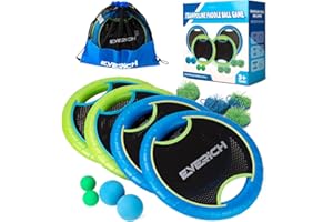 EVERICH TOY Trampoline Paddle Ball Set with 4 Bouncy Paddles & 8 Balls - Soft Foam Design for Kids Play Indoor Outdoor Beach Backyard Lawn - Great Gift Idea for Boys & Girls