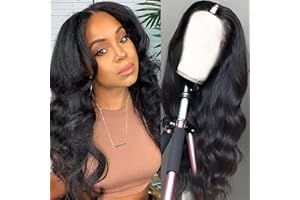 Dosacia V Part Wigs Body Wave Brazilian Virgin Human Hair Wigs For Black Women Upgrade U Part Wigs Glueless Wigs Full Head Clip In Half Wig V Shape Wigs No Leave Out Lace Front Wigs 180% Density Natural Color 20Inch