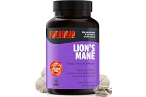 FreshCap Mushrooms Lions Mane Supplement Capsules 14,000mg - Lion's Mane, High Potency Extract, 14:1 Organic Mushroom Supplement, Ayurveda Focus Made in USA (120 Capsules)