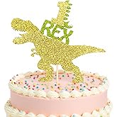 Kids Dinosaur Cake Topper Glitter Rex Cake Decoration for Dinosaur Birthday Party Baby Shower Cake Decor Supplies