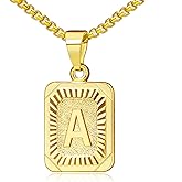 JSJOY Valentines Day Gifts Gold Initial Necklaces for Women Men Gold Letter Necklaces 26 Capital A-Z Letter Pendant Necklace for Women Square Monogram Necklace for Her Graduation Gifts 2026