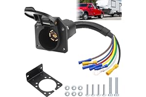 RUIBAPA 7 Pin Trailer Plug,7 Way RV Trailer Light Connector Socket, 7 Prong Trailer Plug Wiring Harness Adapter Quick Converter with Mounting Bracket,for RV,Camper,Truck,Trailer, 7 Blade Trailer Plug