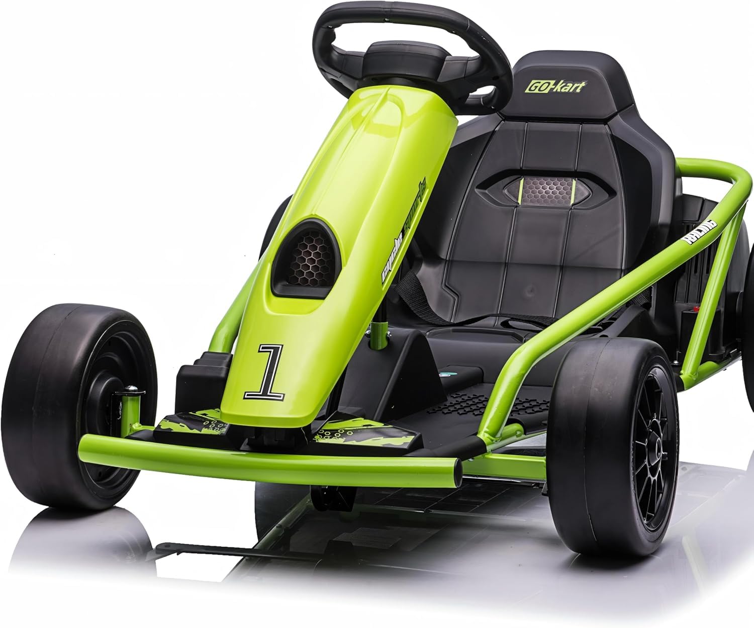 Photo 1 of EcoSummer Go Kart Electric Drift Kart Car, 24V Outdoor Ride on Toy, Fast 2×300W Motor, 8 MPH High Speed Drift Car, with Music and Slow Start, for Kids 8-12 Years Old Racing Toys (Green)