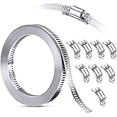 Steelsoft 304 Stainless Steel Hose Clamp Assortment Kit DIY, Cut-To-Fit 12 FT Metal Strap+8 Stronger Fasteners,Large Adjustab
