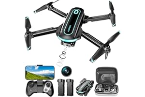 ALORELS Drone with Camera, Drones for Adults and Beginners, 1080P HD FPV Foldable Mini Drones for Kids, with 2 Batteries, Carrying Case, Trajectory Flight, Gravity Control, One-Key Takeoff/Landing, 360° Flip, Toys for Gift