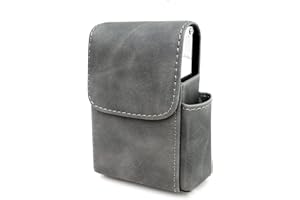 Boshiho PU Leather Cigarette Case with Lighter Holder Tobacco Pouch Best Gift for Men Women (Grey)