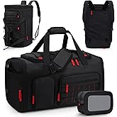 DD DEVILLI Gym Bags for Men Women, 45L Sports Travel Duffle Bag with Shoe Compartment, 3 in 1 Weekener Overnight Backpack with Wet Pocket, Black