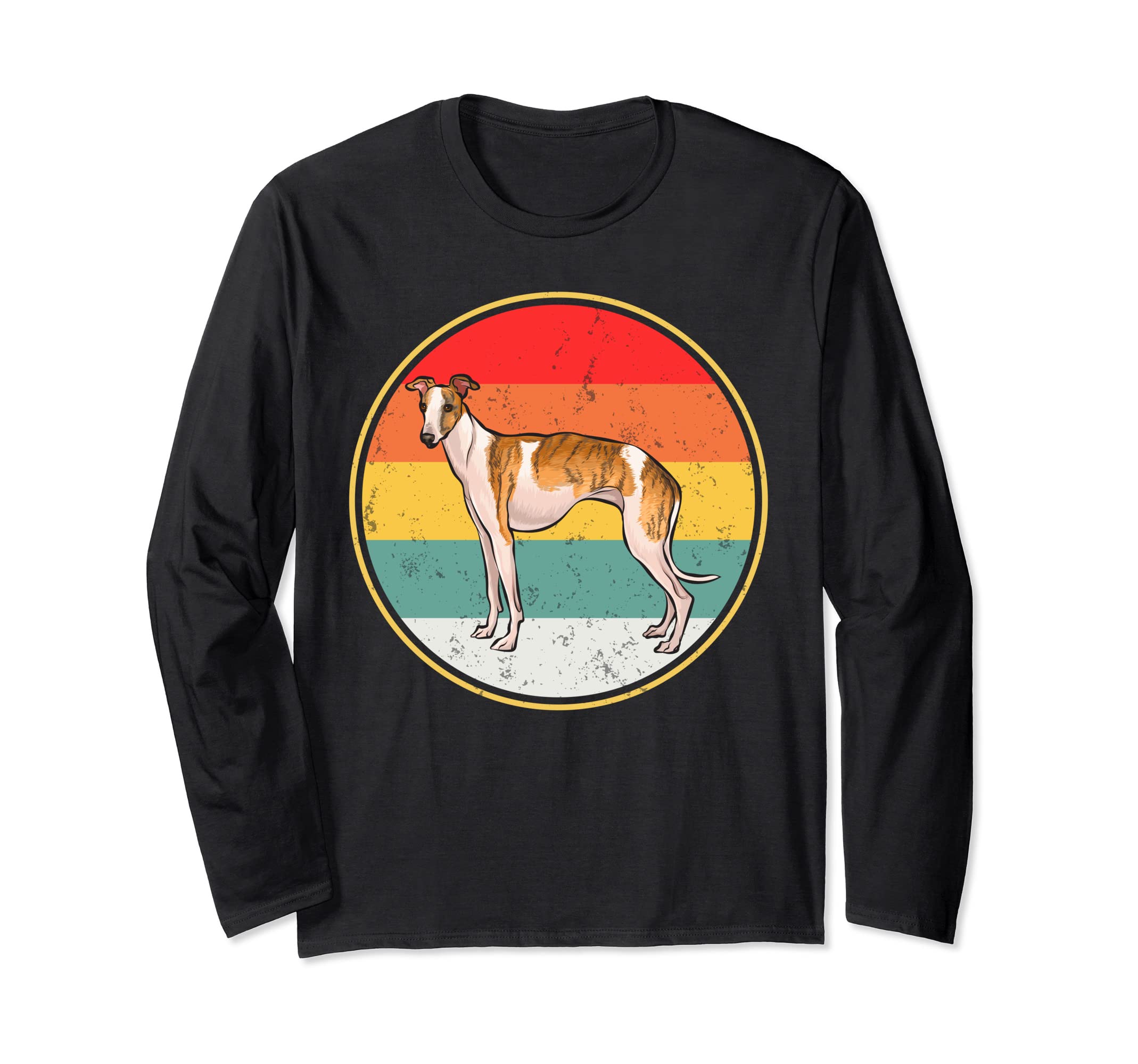 Vintage Retro Sunset Whippet Dog Long Sleeve T-Shirt