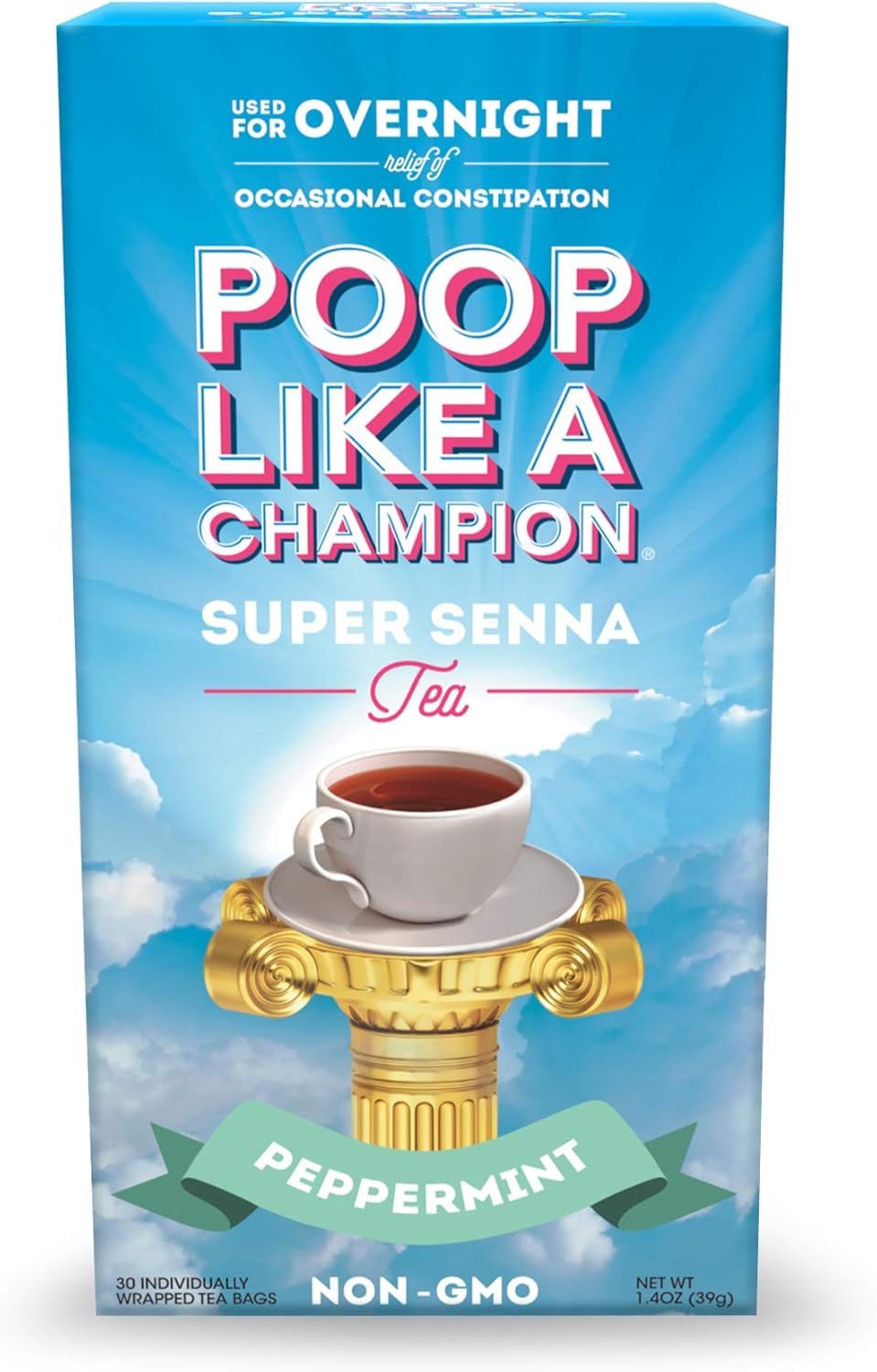 30x Premium Peppermint Senna Laxative Tea Bags - Reliable & Natural Constipation Relief with No Caffeine - High Quality Ingredients, 100% Herbal, Helps The Body Eliminate Toxins - Senna Tea