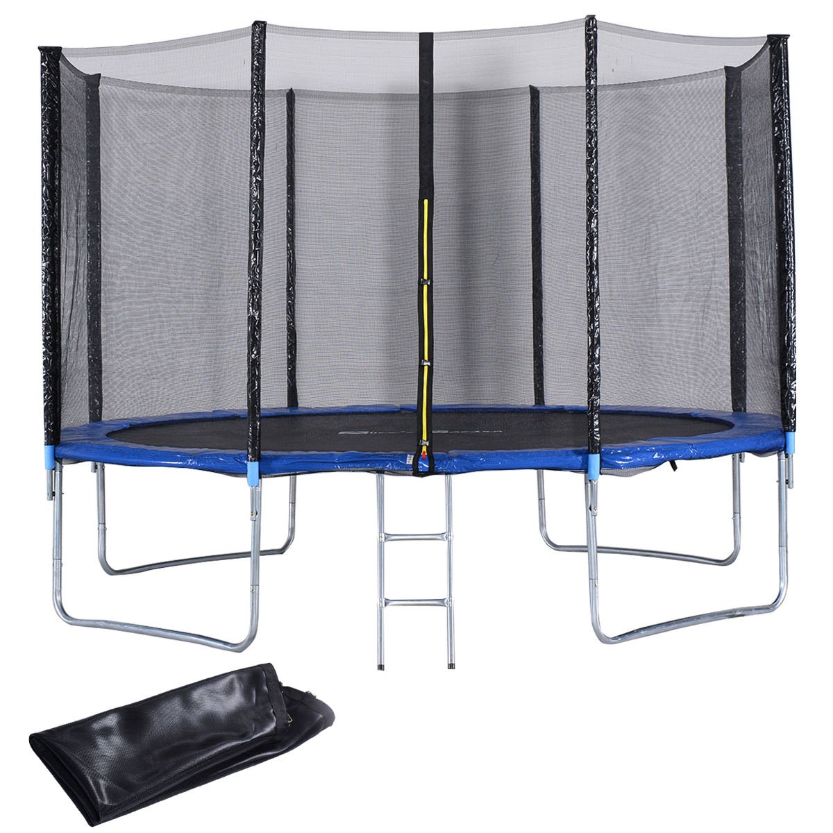 Giantex 12 FT 15 FT Kids Trampoline with Enclosure Net Jumping Spring Mat, Jump Outdoor Trampoline for Family School Entertainment, Trampoline with Pad Ladder and Rain Cover