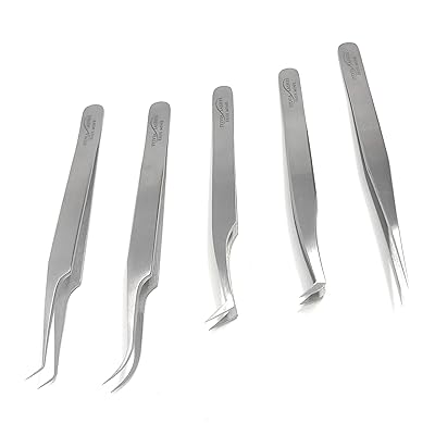 Sylvia Lashes Tweezers for Russian Volume Premade and Handmade and Individual Classic Eyelash Eyebrow Extensions Easy to 2D- 6D fans For Lash Artist (Silver Full Set)