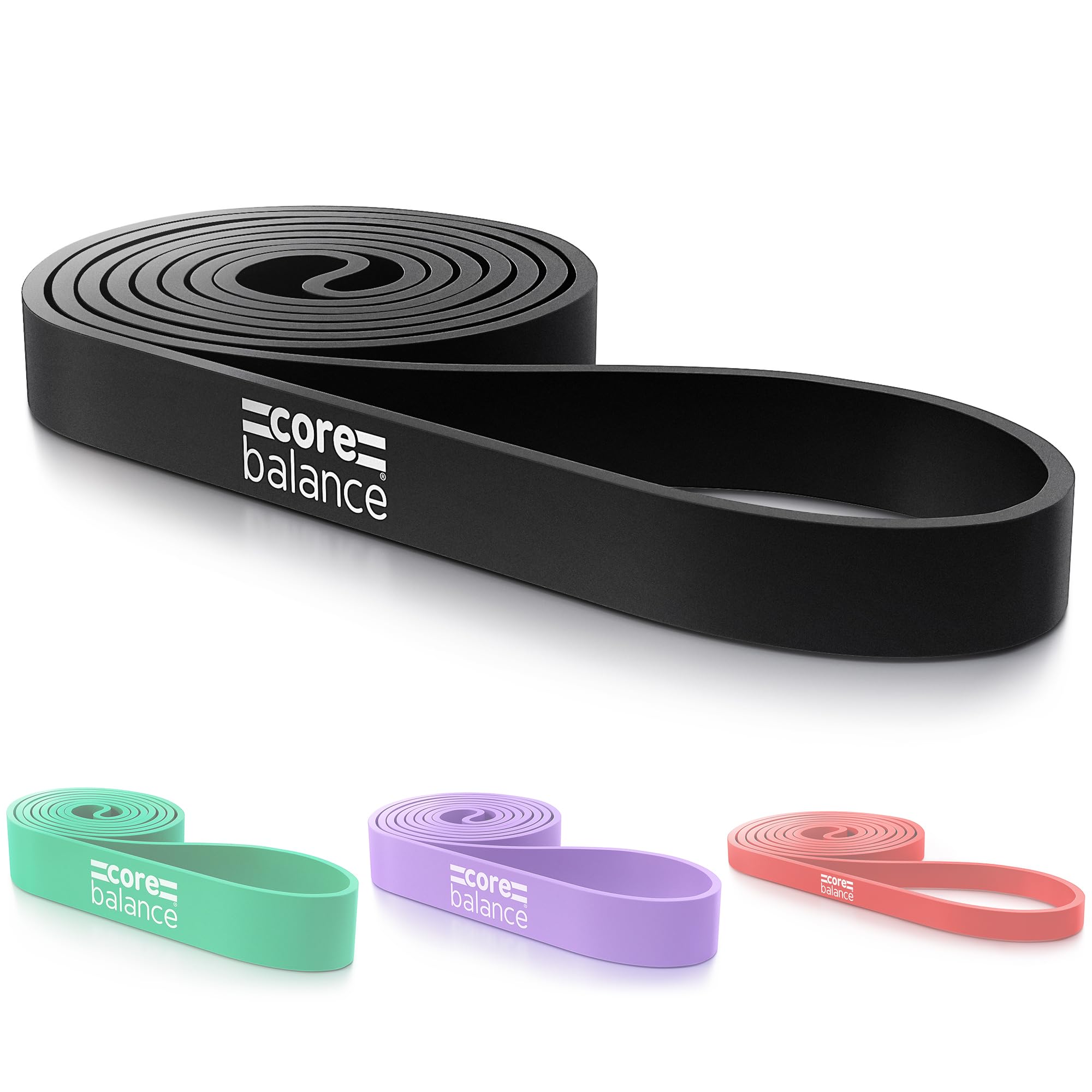 Core Balance Long Loop Resistance Band For Assisted Pull Ups Natural Latex (Black 10kg to 30kg)