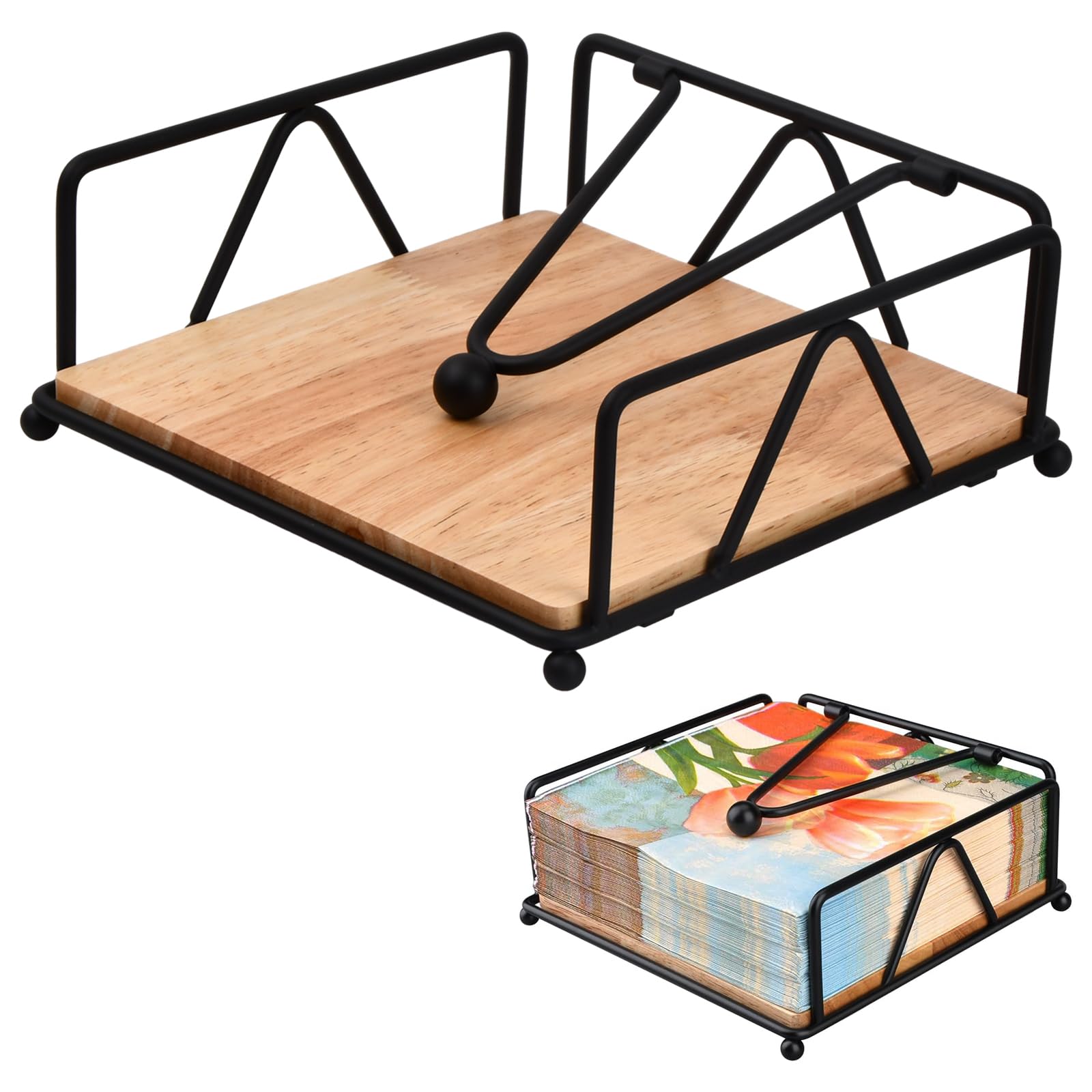 Volumoon Metal Napkin Dispenser, Square Napkin Rack for Table, Tissue Holder for Dining Table, Restaurant Bar (Black)