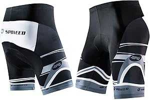 sponeed Men's Cycle Shorts Biking Pants Gel Padding Bicycle Ride Bottoms for Road Bikie