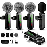 Gicorino 4 Packs Wireless Lavalier Microphone for iPhone Android Camera | Mini Clip-On Mic with Noise Reduction for 4-Person Video Recording, Interviews, Podcasts, YouTube, TikTok &amp; Vlogging (Black)
