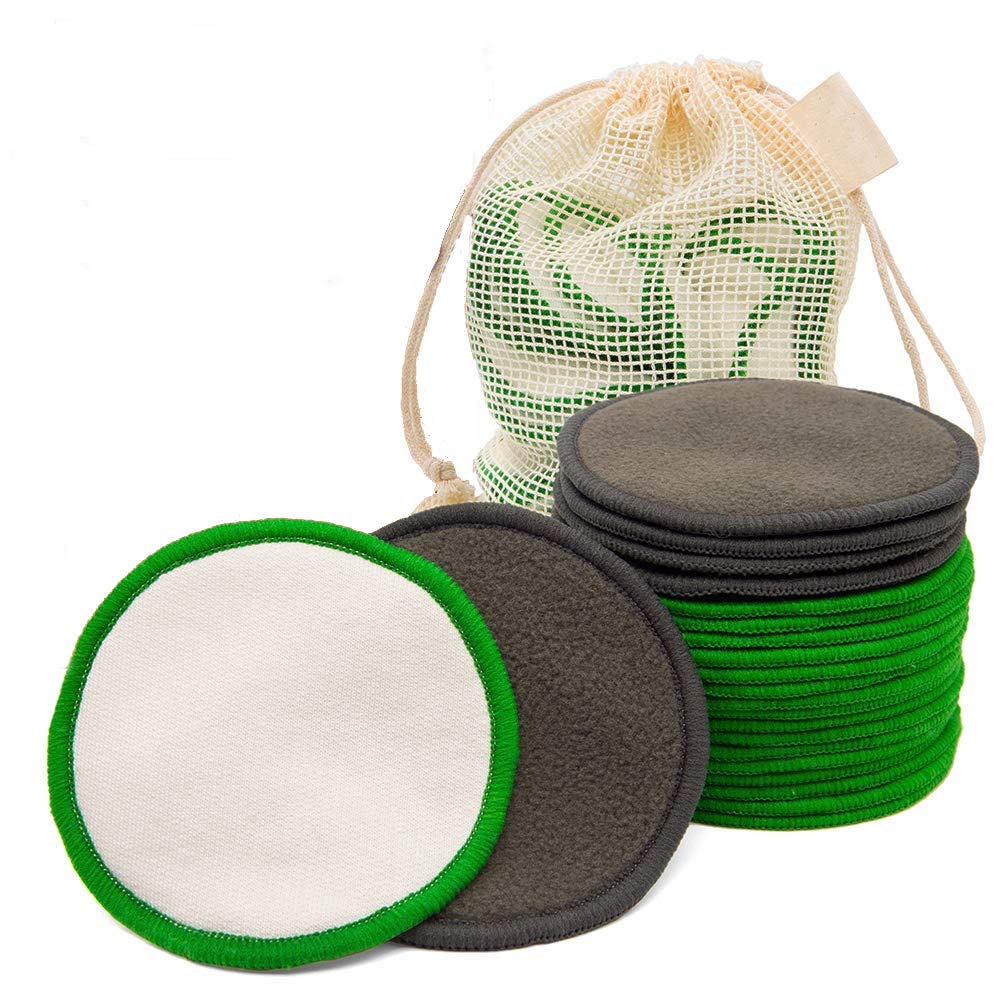 CASRO reusable make-up remover - Reusable cotton wheel, washable bamboo make-up remover - with laundry bag - environmentally friendly organic cotton pad for all skin types(21 pieces)