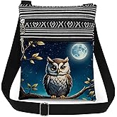 XiaoGalaee Owl Moon Print Crossbody Bag Adjustable Shoulder Strap for Women Gift Daily Use Messenger Bag Birthday Present for Owl Lover