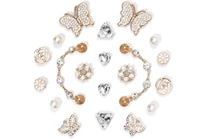 ZIIGOLE 20Pcs Bling Shoe Charms for Women, Gems Shoe Charms, Plastic Butterfly Flower Charms, Sparkling Rhinestones Shoe Chains, Pearl Accessories for Girls, DIY Shoe Decoration Charms for Party Favor