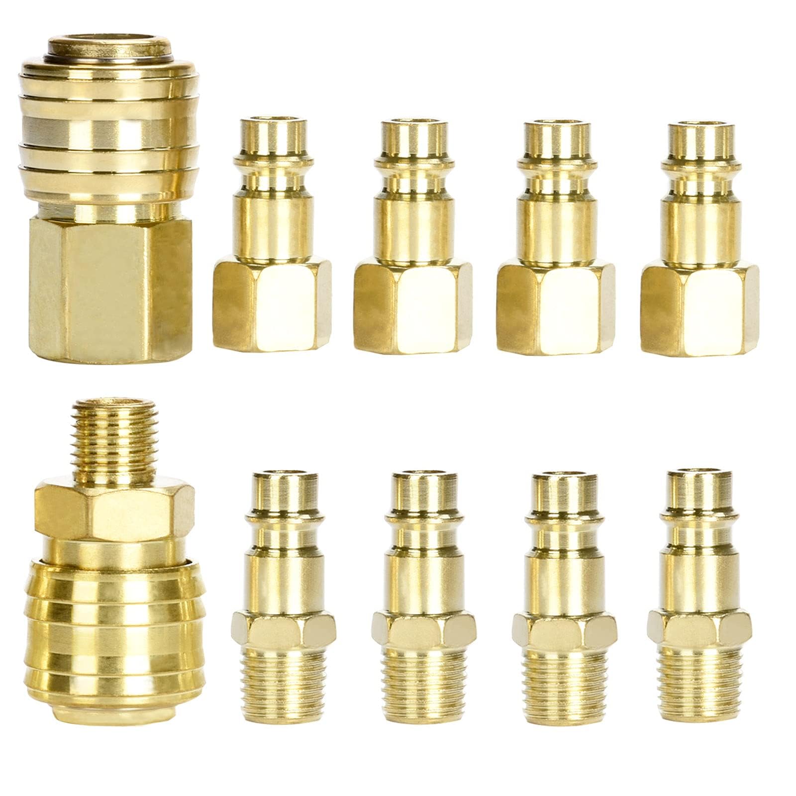 oumuik Air Line Couplings, 10 pcs 1/4 Euro/BSP Airline Fittings- Connectors for Compressor Hose Fittings