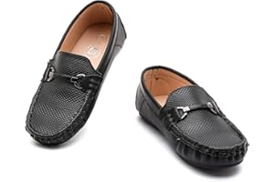 WUIWUIYU Boys Girls Soft Leather Loafers Casual Moccasin Flats School Uniform Dress Penny Loafer-Flat Shoes
