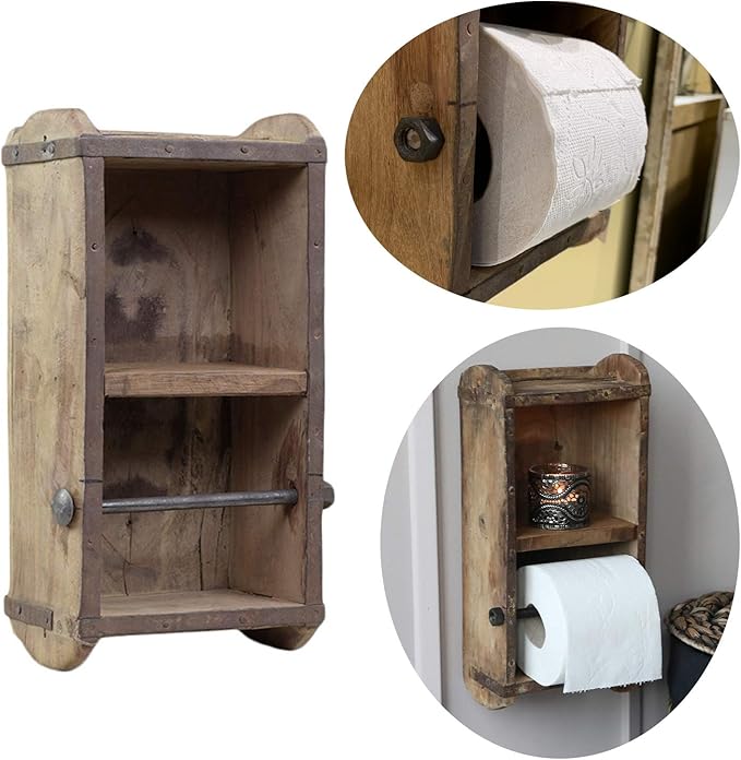 LS-LebenStil Holz Toilettenpapierhalter Ziegelform Klopapier-Halter