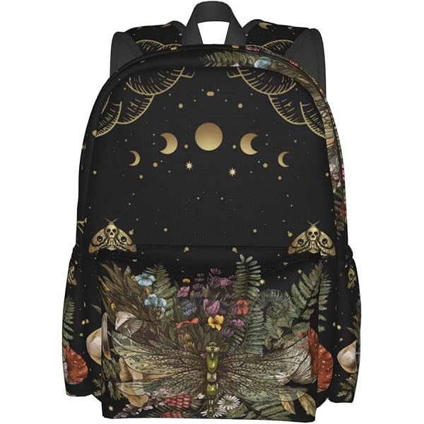 Celestial Canvas Daypack Backpack with 3 Zipper Compartments Celestial Star Backpack: Oxford Canvas Travel Daypack - Etsy main image 3