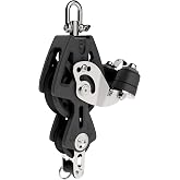 Lewmar 50mm Synchro Block Fiddle Becket Cam, 990 lb Working Load Limit, Accommodates 1/4" - 3/8 Lines, High-Density Free-Spin Bearing, Traveler Compatible - 29925039BK