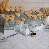 Hobby Lobby Glass Spice Jars with Bamboo Lids, 4 oz, 4.38", Set of 24 | Clear Jars with Labels, Kitchen Pantry Cabinet Storage