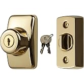 Ideal Security Model GLK Deadbolt for Storm and Screen Doors, Key Lock, Bright Brass (2-Piece Set)
