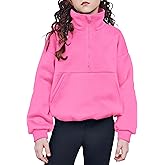 Arshiner Girls Half Zip Sweatshirt with Drawstring Hem Fleece Quarter Zip Pullover Sweatshirts Fall Clothes for Teen Girl