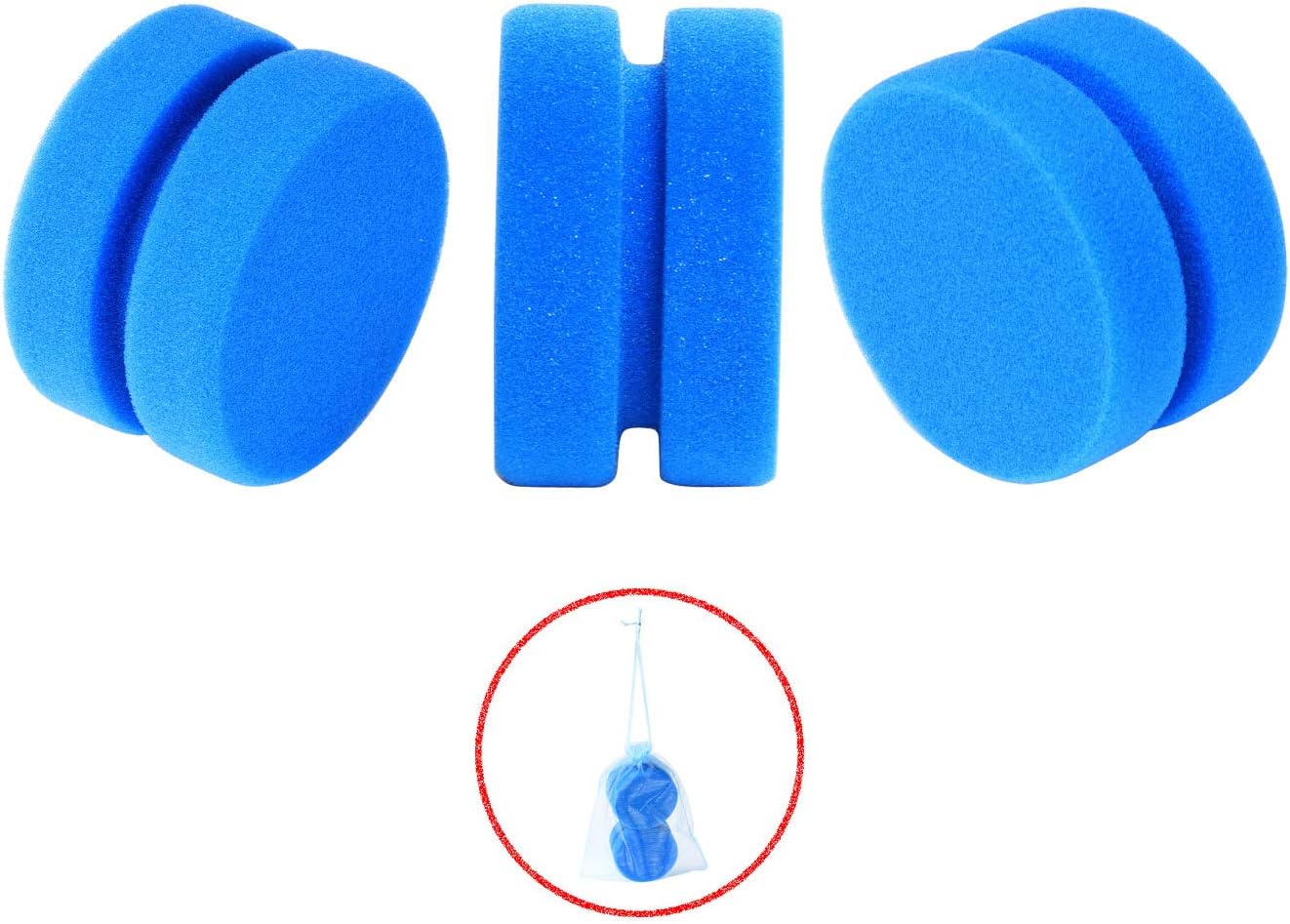 Paint Sponge Applicator, Complete with Mesh Hang Dry Storage Bag, Blue Double Layer Circular 3.15 Inch (2 Pack)
