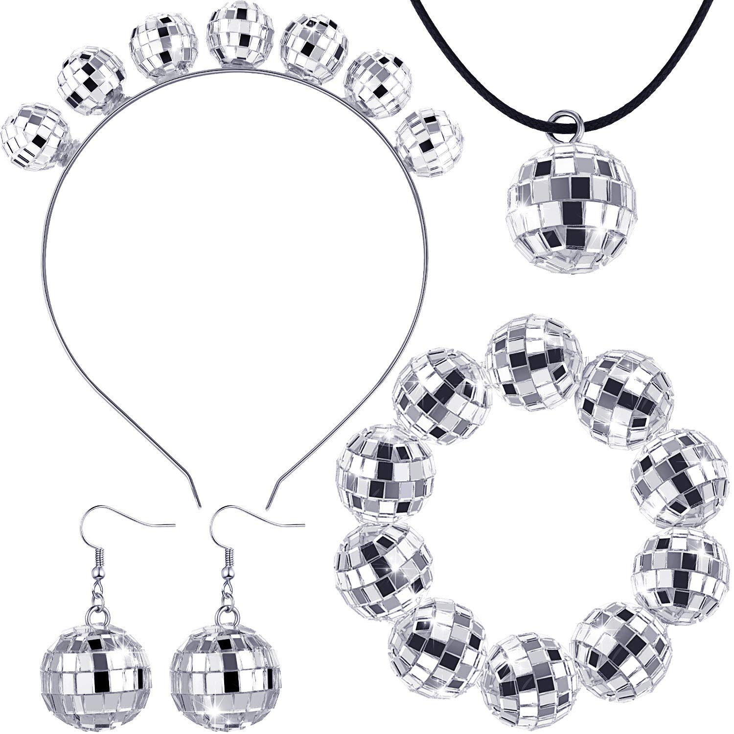 Buy Hicarer 70s Disco Costume Disco Ball Earrings Disco Ball Necklace