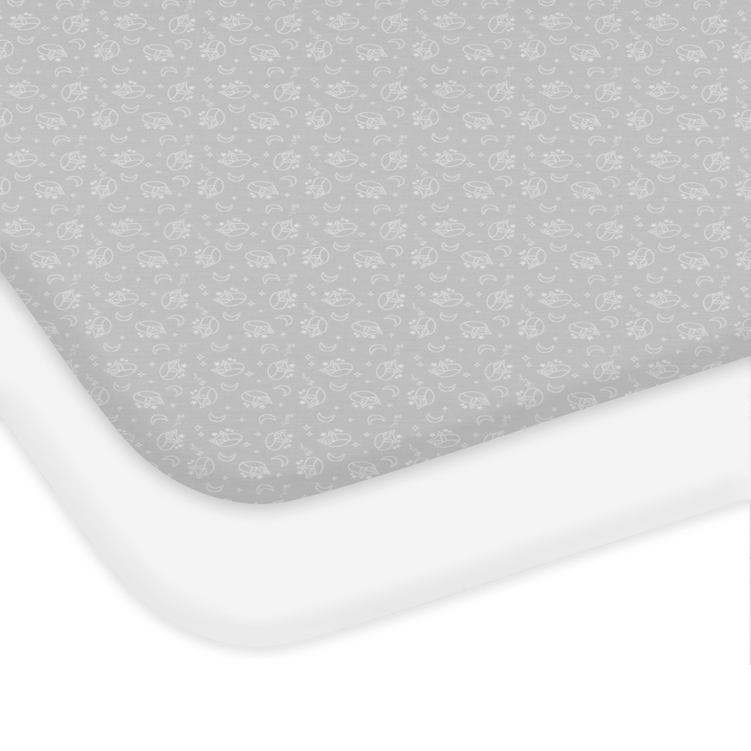 Chicco Next2Me Sheets (pack of 2), Grey Fox | 100% soft cotton