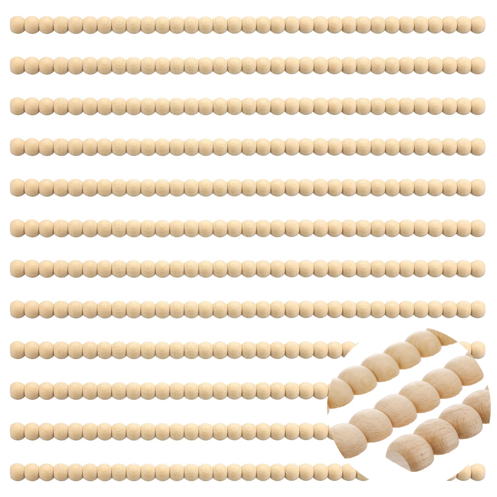 Photo 1 of Nuanchu 12 Pcs Decorative Beaded Wood Trim Half Wooden Beads Trim Molding 15. 75 Inch Unfinished 3D Decorative Bead Pearl Wood Molding Cute DIY for Home Wall Cabinet Shelf Window Door (11 mm)