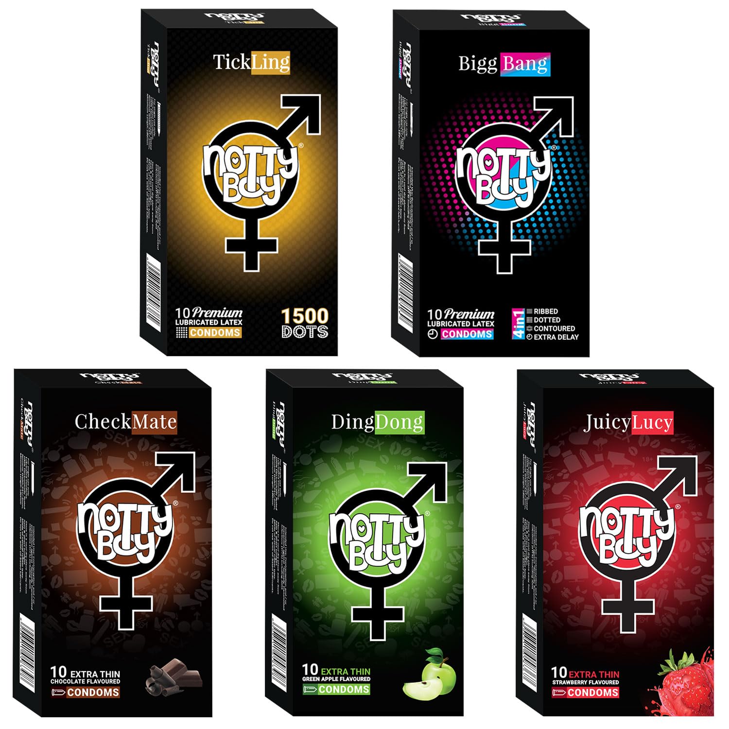 NottyBoy 50 Condoms in a Pack​ with 5 Different Varieties of Condom