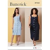 Butterick B7022AA Misses' Fitted and Lined Sleeveless Dress Sewing Pattern Packet, Design Code B7022, Sizes 10-12-14-16-18