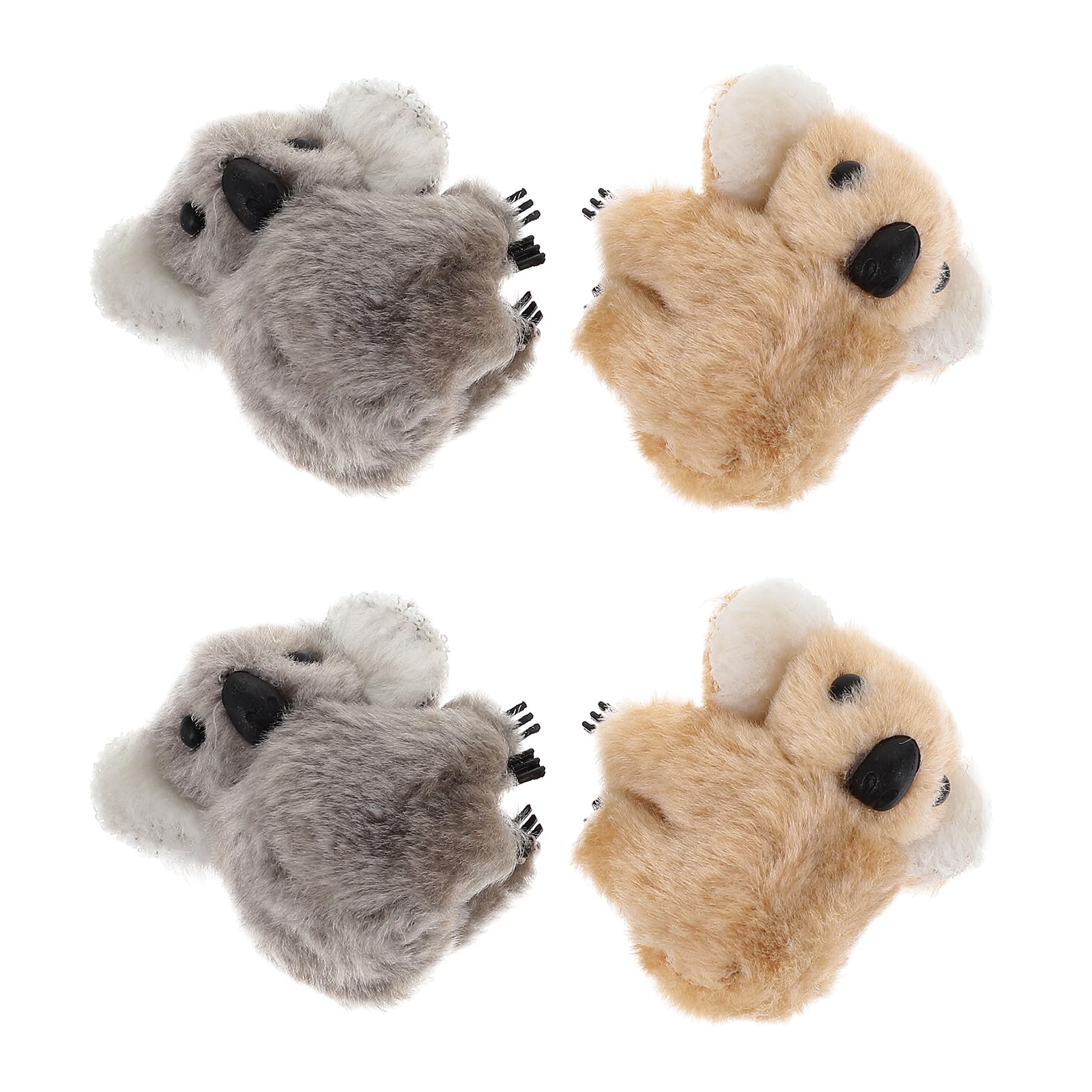 FRCOLOR 4pcs Plush Hair Claw Clips, Mini Cartoon Hair Accessories, Elegant Hairpins for Bath, Makeup, and Daily Use