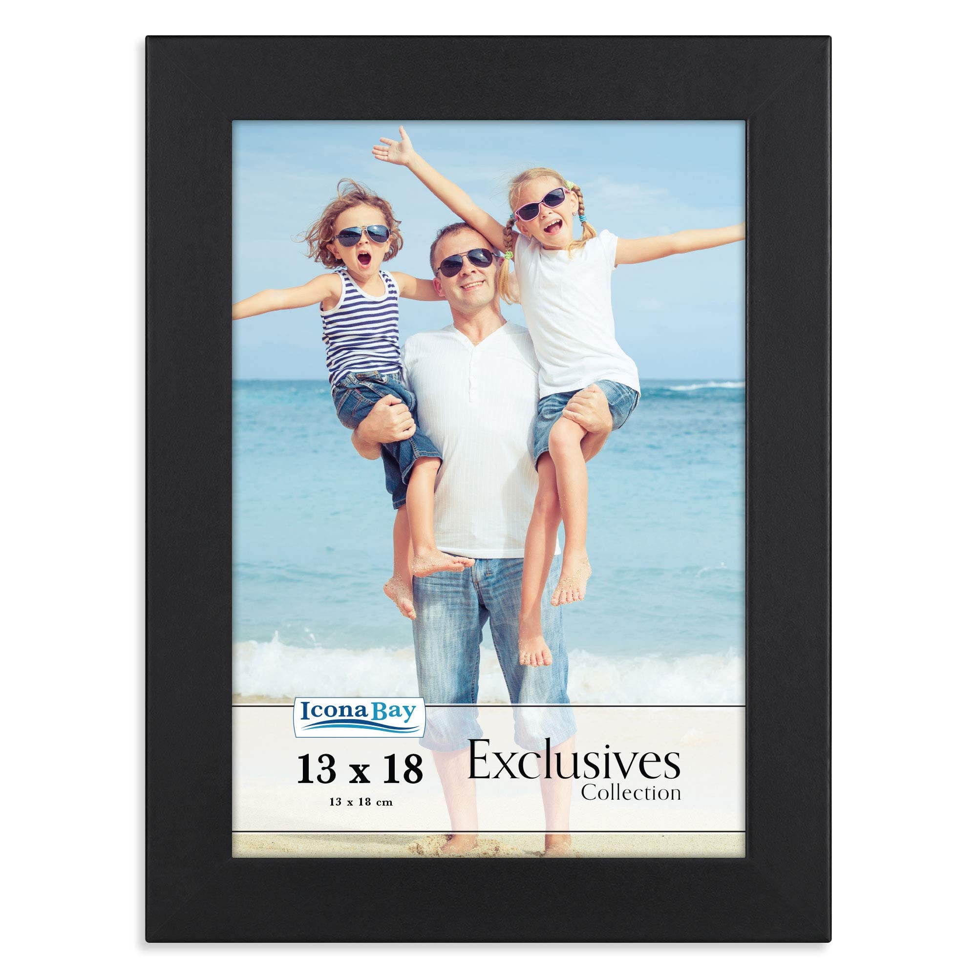 Icona Bay - 13x18 cm Black Picture Frame - Sturdy Engineered Wood Photo Frame - Sleek Design, Table Top or Wall Mount - Exclusives Collection