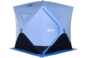 Outsunny 4-Person Pop-up Ice Fishing Tent, Insulated Ice Fishing Shelter with Ventilation Windows, Double Doors and Carry Bag