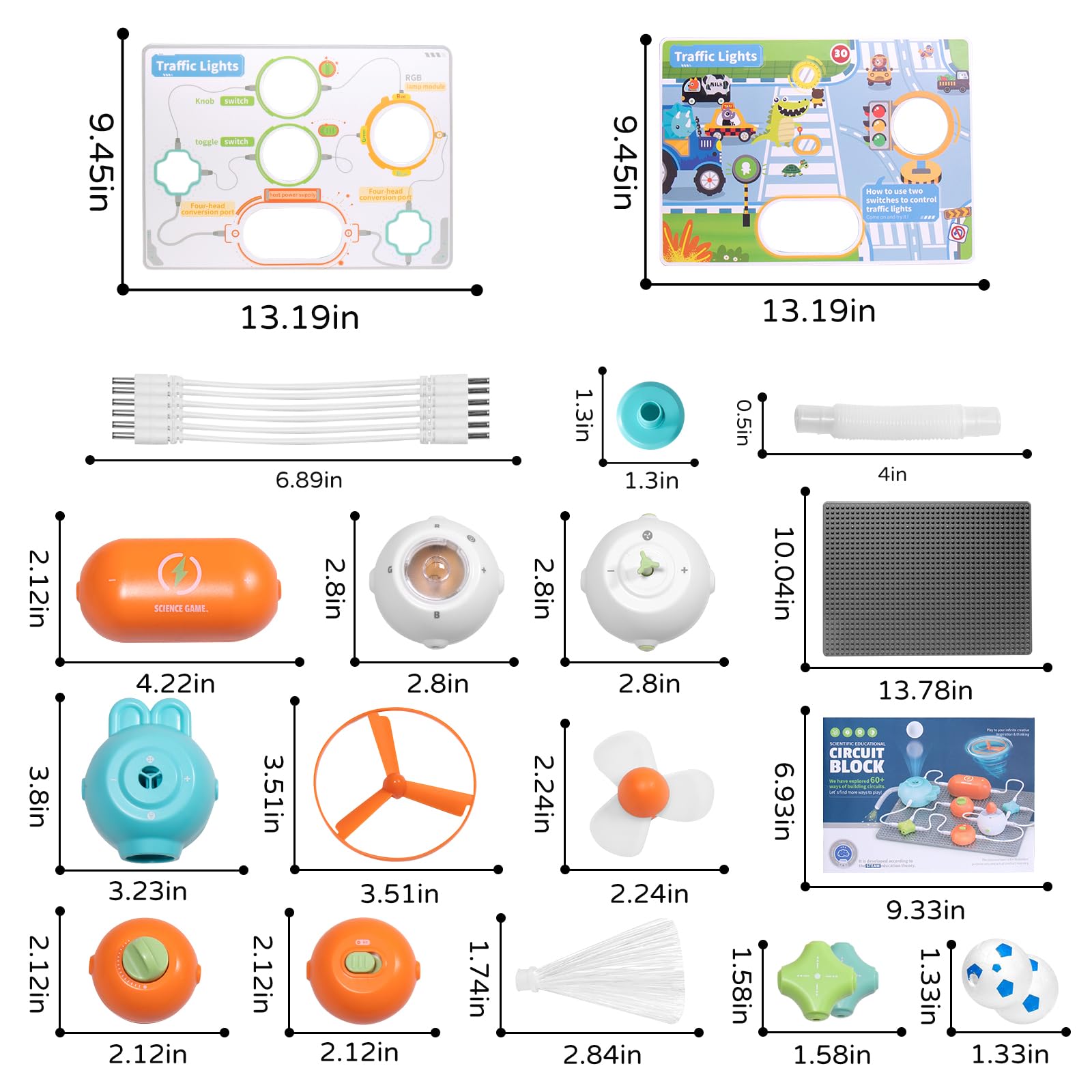 RISUNTOY Circuits Science Kit for Kids Ages 3-12 | 64 STEM Projects with 25 Electronic Parts | No Soldering, Kids Circuit Board Kit with Fan, RGB Lights| Educational STEM Toy Gift for Boys & Girls 6-8