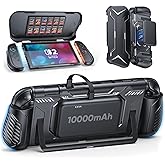 FASTSNAIL Switch 2 Protective Cover with 10,000mAh PD 20W Fast Charging Power Bank, Non-Slip Ergonomic Grip for Joycon 2, Anti-Scratch PC Front Cover with 12 Game Card Slots for Switch 2 Accessories